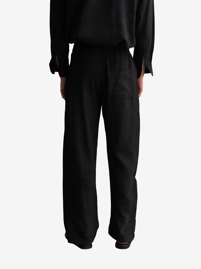 Giesto Black GIESTO Straight Leg Pants with Drawstring Waist for Men | Best Price UAE
